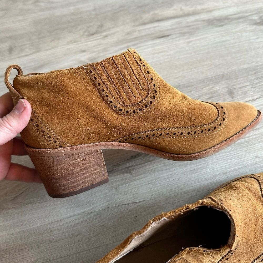 Madewell The Grayson Brogue Chelsea Bootie J8292 Suede Ankle Boots US Size 8 - Picture 6 of 9